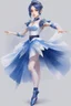 Placeholder: ballerina outfit, blue tones in the style of genshin impact