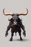 Placeholder: hi poly Stampeding Bull Cyclops Minotaur T pose just the character and simple background