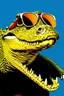 Placeholder: crocodile with sunglasses in the style of warhol