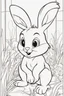 Placeholder: blank colouring book, white blank background, simple picture for toddlers, rabbit, disney and pixar style