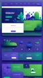 Placeholder: simple art style that show webiste's home page use bright green and dark blue-purple