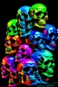 Placeholder: a stack of 1000 anatomically correct cartoonish skulls, vivid colors, dark comedy, well lit, high detail, photorealistic, dayglo, blacklight