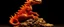 Placeholder: A red fire elemental crocodile designed in Ica stones painted by Thomas Hart Benton