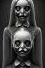 Placeholder: Wednesday Adams in 3d scary dark room Escher style