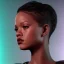 Placeholder: young rihanna, blade runner style, middle short hair, rain, fog, neon ambient, gradient color, clean skin, circuits, latex coat, cyber punk, neon, tubes, portrait, studio photo, unreal engine 5, smooth color, 16 bit, god lights, ray tracing, RTX, lumen lighting, ultra deatail, volumetric lighting, 3d, finely drawn, hd.