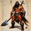 Placeholder: ConceptSheet [by Boris Vallejo]: barbarian and his axe with AD&D statistics