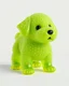 Placeholder: Generate image: A macro 3D render of a cute, lovely wooly dog ,made of Translucent glossy jelly material, soft gelatinous appearance, smooth rounded surface, realistic subsurface scattering, internal light diffusion, subtle volumetric translucency, wet polished highlights, slightly reflective surface, soft rubbery-plastic texture, vibrant neon green color, physically based shader, studio lighting, high-end CGI render.