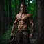 Placeholder: Handsome and muscular 40 year old shirtless mountain man, dark fantasy