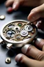 Placeholder: Highlight the craftsmanship of a jump hour watch by capturing the watchmaker's skilled hands working on its intricate components.""
