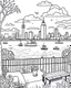 Placeholder: Create a serene black and white coloring page showcasing the peaceful waterfront of Battery Park, offering a picturesque view of the harbor and the distant Statue of Liberty. Remove the black background to make it an enjoyable coloring experience for both kids and adults.