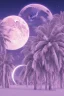 Placeholder: 1980's aesthetic vaporwave palm trees with lighting with moon with audi in the winter snow