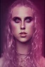 Placeholder: Danish singer MØ face, viking, high light ,purple tones,