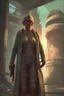 Placeholder: cyberpunk saggy granny woman, abandoned sci-fi town, future, sci-fi
