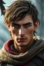 Placeholder: portrait of attractive fae male warrior with short brown hair amber eyes