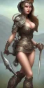 Placeholder: lady warrior with big bobs no top in desert