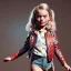 Placeholder: Margot Robbie toddler, full body, leather jacket, floral shirt, floral skirt, shoe, soft skin, dramatic lighting, hyper realistic