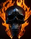 Placeholder: A beautiful highly detailed ornate intricate portrait of a flaming demon skull made of shiny obsidian glass :: reflective, glassy :: subtractive lighting, backlit :: by John William Waterhouse, Greg Rutkowski, HR Giger :: hyperrealistic, hyper detailed, photorealistic :: epic, incredible composition, amazing depth, meticulously composed, 16k resolution concept art :: fantasy magazine cover art