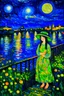 Placeholder: anime girl at night by Monet