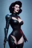 Placeholder: Ava Gardner as evil queen in black leather, busty, cleavage, curvy, angry, stern look. character design by cory loftis, fenghua zhong, ryohei hase, ismail inceoglu and ruan jia. unreal engine 5, artistic lighting, highly detailed, photorealistic, fantasy