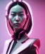 Placeholder: Portrait, Front image, rabbit mask, cyberpunk Asian woman, black pink color, latex dress, highly detailed, concept art, smooth, unreal engine 5, god rays, ray tracing, RTX, lumen lighting, ultra detail, volumetric lighting, 3d, finely drawn, high definition, high resolution.