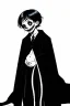 Placeholder: 7 year old boy, necromancer, friendly, looks dead,with a long lamprey emerging from his belly , wearing black robes, with the lower body of a ghost in the style of Harry Clarke