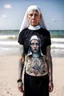 Placeholder: Tatooed nun on beach sweat