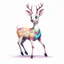 Placeholder: full body of a bald white tail deer with big smile facing left and looking left in the style of my little pony, on white background