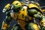 Placeholder: Michelangelo machine in 8k live anime artstyle, Turtles, yellow custom, TMNT them , dynamic pose, intricate details, highly detailed, high details, detailed portrait, masterpiece,ultra detailed, ultra quality