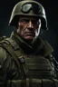 Placeholder: portrait of a 40 year old evil soldier. sneering expression, bald, photorealistic, 4k