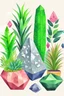 Placeholder: Gemstones and house plants graphic