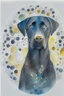 Placeholder: abstract watercolour of a black Labrador dog’s head in the style of Sabrina garassi with bifurcated circles