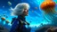 Placeholder: middle-aged, blond-haired woman in a spacesuit, on the shores of an alien world, with mushrooms, with jellyfish tentacles floating in the air, photorealistic, Detailed Matte Painting, Deep Colour, Fantastical, Intricate Detail, sunshine, blue sky