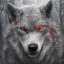 Placeholder: A wolf with shining red eyes