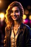 Placeholder: a cool, fashionable and sophisticated girl smiling and wearing cool, fashionable clothes, detailed skin, perfect body, realistic, sharp focus, very detailed, 4K HQ, 8K HDR, shadows, bokeh