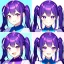 Placeholder: Clear focus, 8k, high quality, detailed, beautiful lighting, vibrant colors, purple long hair, vibrant purple eyes, girl, laughing, princess, twin tail, twins