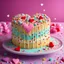 Placeholder: An huge adorable cake with heart shaped exagerated frosting and sprinkles,valentine theme, realistic photo, 8K