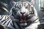 Placeholder: White tiger in 8k realistic anime drawing style, hulf human, gym, apocalypse, intricate details, highly detailed, high details, detailed portrait, masterpiece,ultra detailed, ultra quality