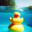 Placeholder: a very beautiful picture of a giant rubber duck in a pool, polaroid