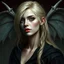 Placeholder: a portrait of an attractive blonde fantasy woman who is half human and half gargoyle, her face is partially made of stone, medieval, gothic, digital art, stylised