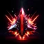 Placeholder: cyberpunk crystal shard ammunition, chaos shards, black background,red lighting, video game icon