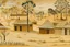 Placeholder: A simple beige village designed in Australian aboriginal art painted by Albrecht Durer