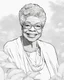 Placeholder: Outline art for coloring pages with MAYA ANGELOU , white background, sketch style, only use black outline, white background, no shadows and well and clear outline , white background, sketch style, only use black outline, white background, no shadows and well and clear outline