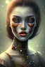 Placeholder: village girl, night atmosphere, 8K, close-up face, anatomically perfect face, india, tree on face, bold brown lips, brown eye, texture face,