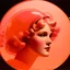 Placeholder: Retro futuristic hair pink and orange, mary pickford in a bubble