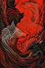 Placeholder: one of our favorite pieces of film art to date, in the style of intricate psychedelic landscapes, dark orange and silver, hyper-realistic animal illustrations, simplistic vector art, anamorphic art, flowing lines, fawncore