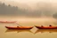 Placeholder: Red Boats on yellow river china in misty morning