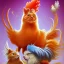 Placeholder: Cat and rooster friends