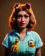 Placeholder: Portrait, waitress woman with monster muppet mask that covers her entire head, retro style, Sesame Street style, sweet, smooth, unreal engine 5, god lights, ray tracing, RTX, lumen lighting, ultra detail, volumetric lighting, 3d.