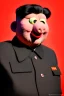 Placeholder: Waist up muppet Portrait, Kim Jong-un as muppet doll, black suit, photo studio, red background, unreal engine 5, concept art, art station, god lights, ray tracing, RTX, lumen lighting, ultra detail, volumetric lighting, 3d.