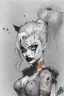 Placeholder: harley quinn for jim lee, inking in nankim, clear background